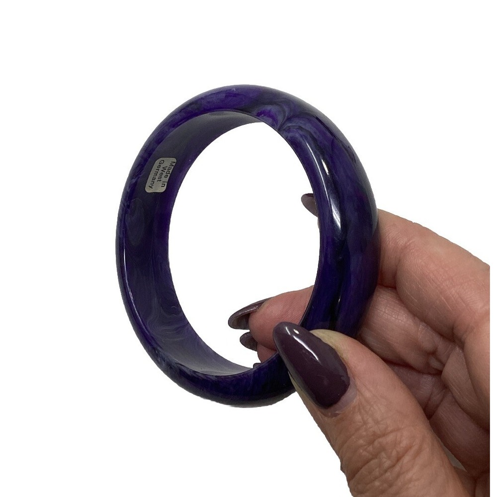 West Germany Purple  Marbled Swirl Plastic Bangle Bracelet Ladies Standard Size